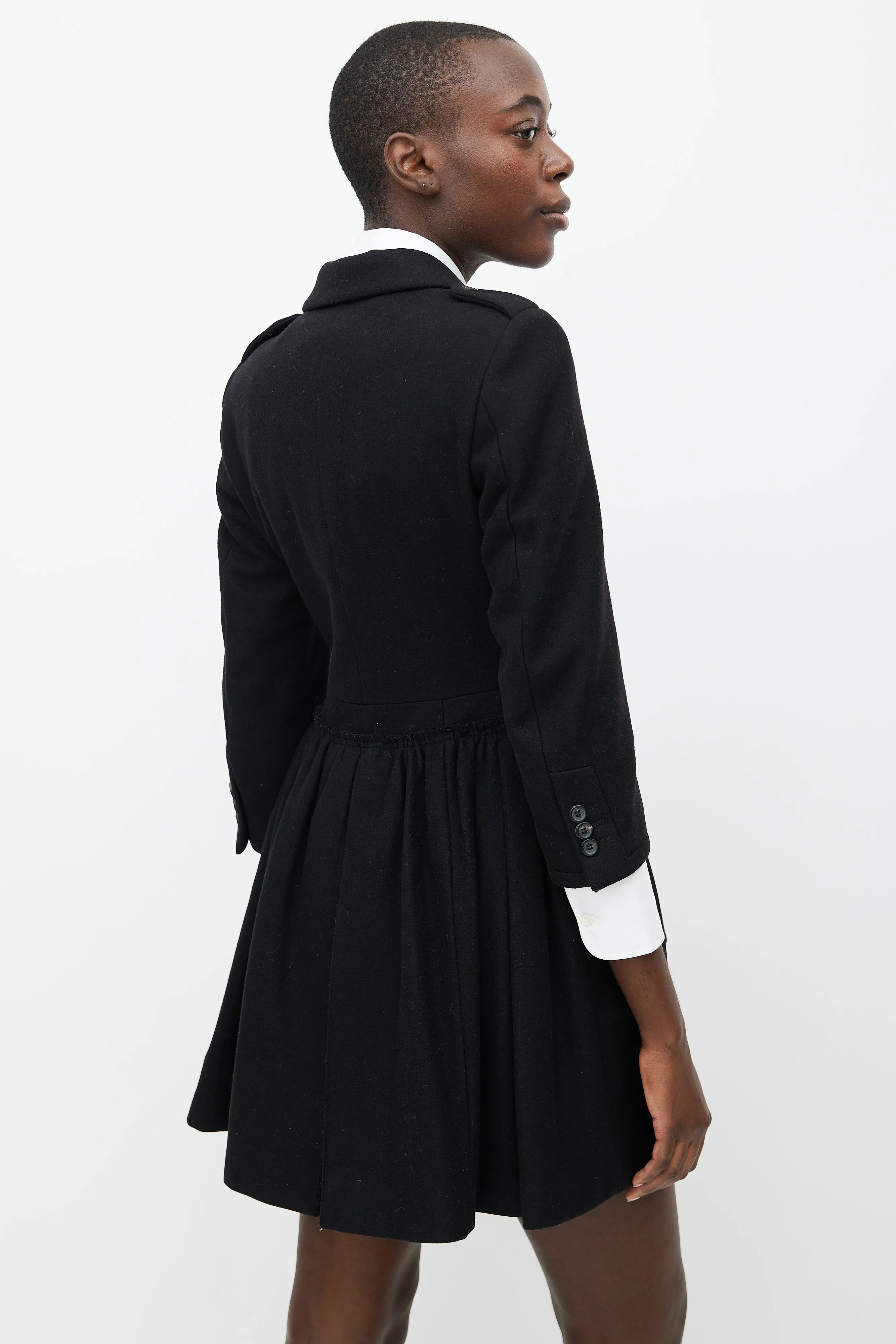 Fall 2006 Black Wool Pleated Waist Coat