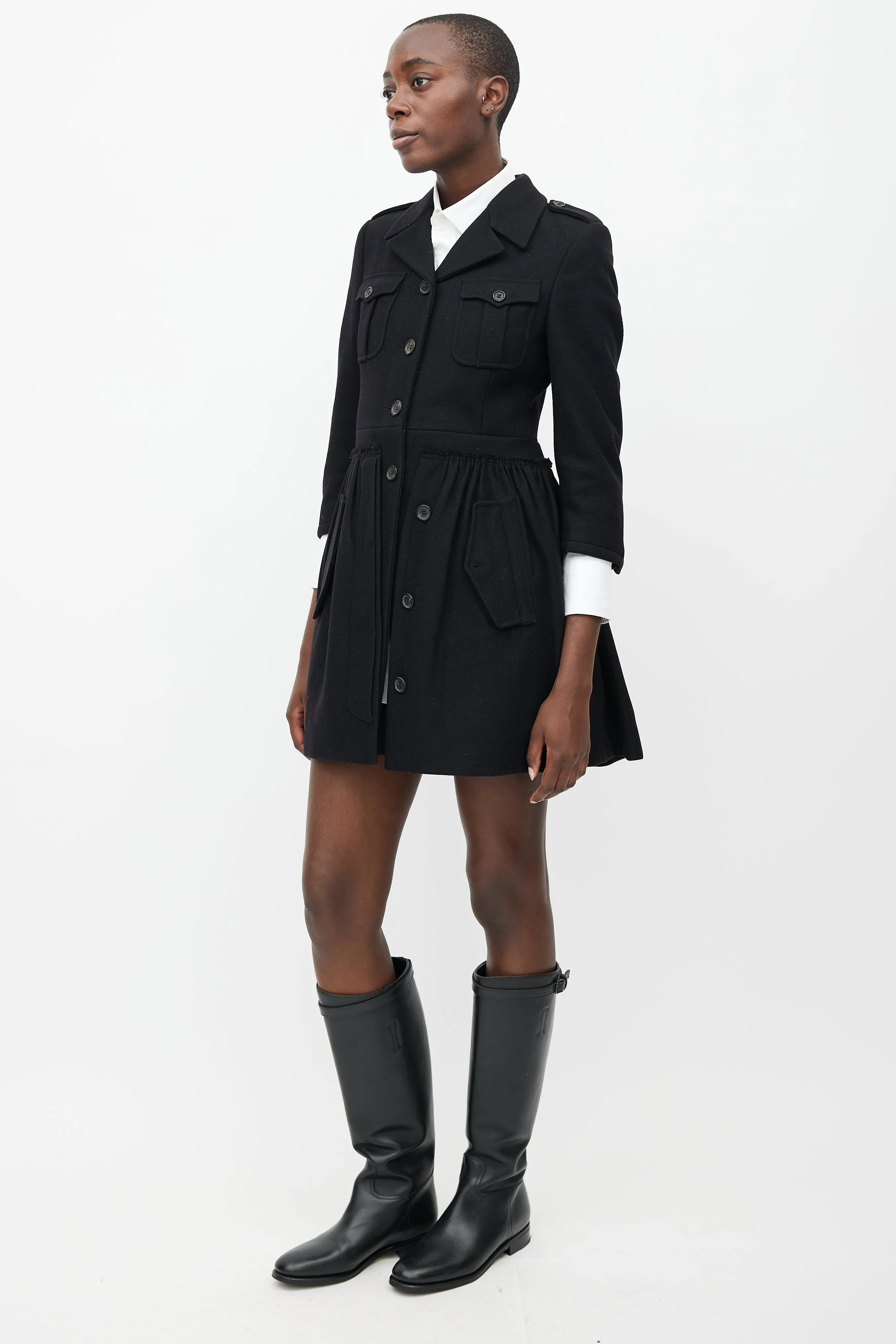 Fall 2006 Black Wool Pleated Waist Coat