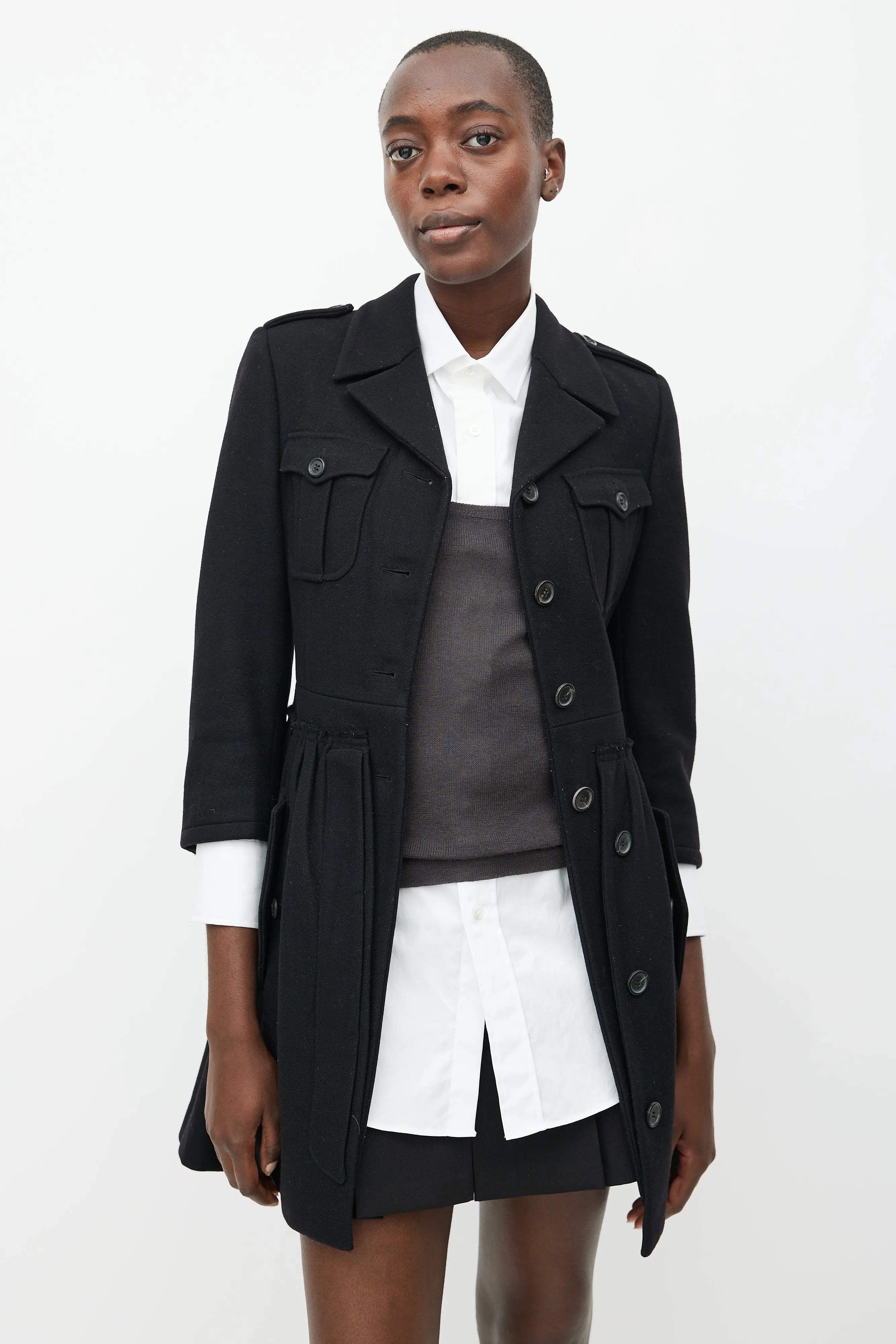 Fall 2006 Black Wool Pleated Waist Coat