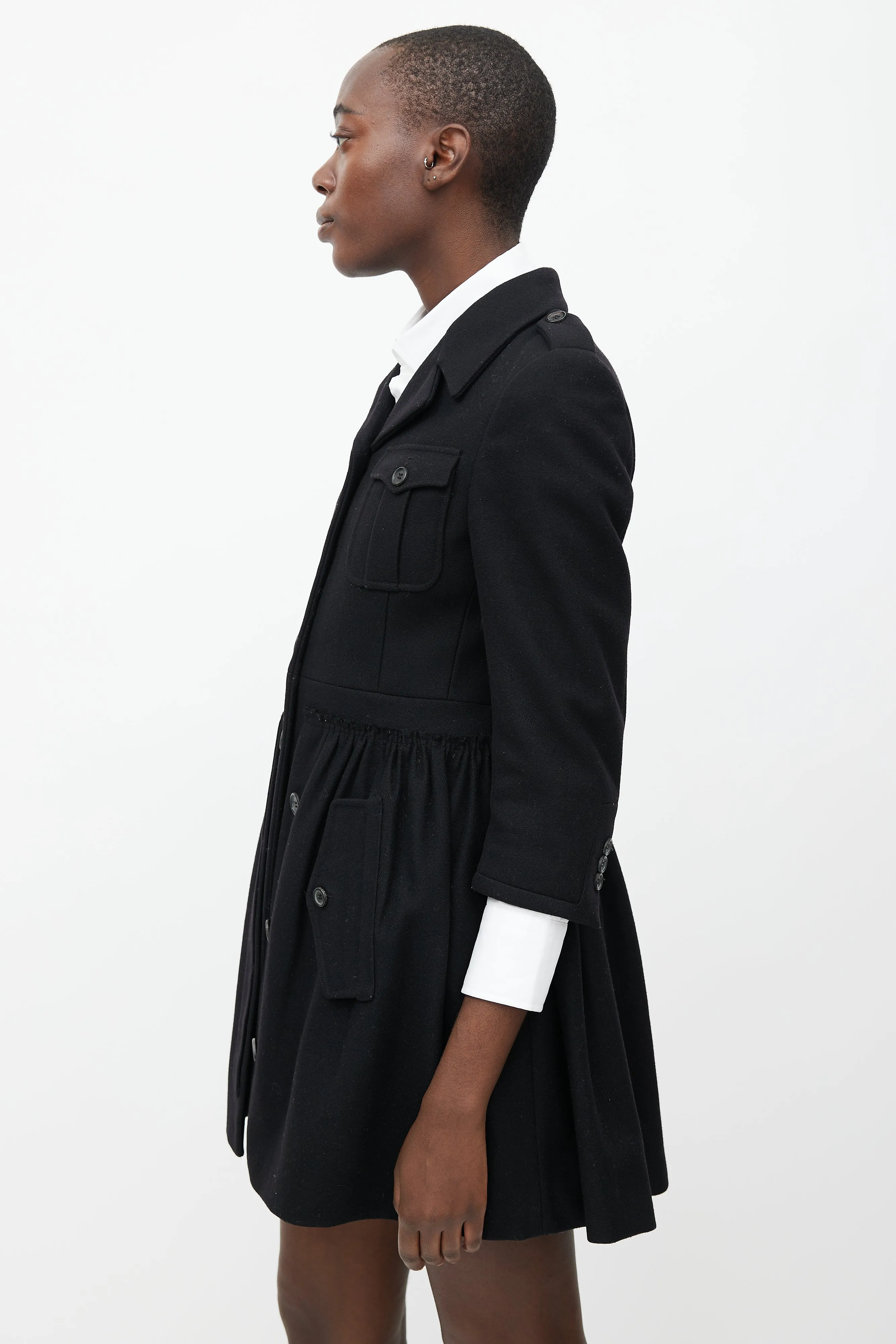 Fall 2006 Black Wool Pleated Waist Coat