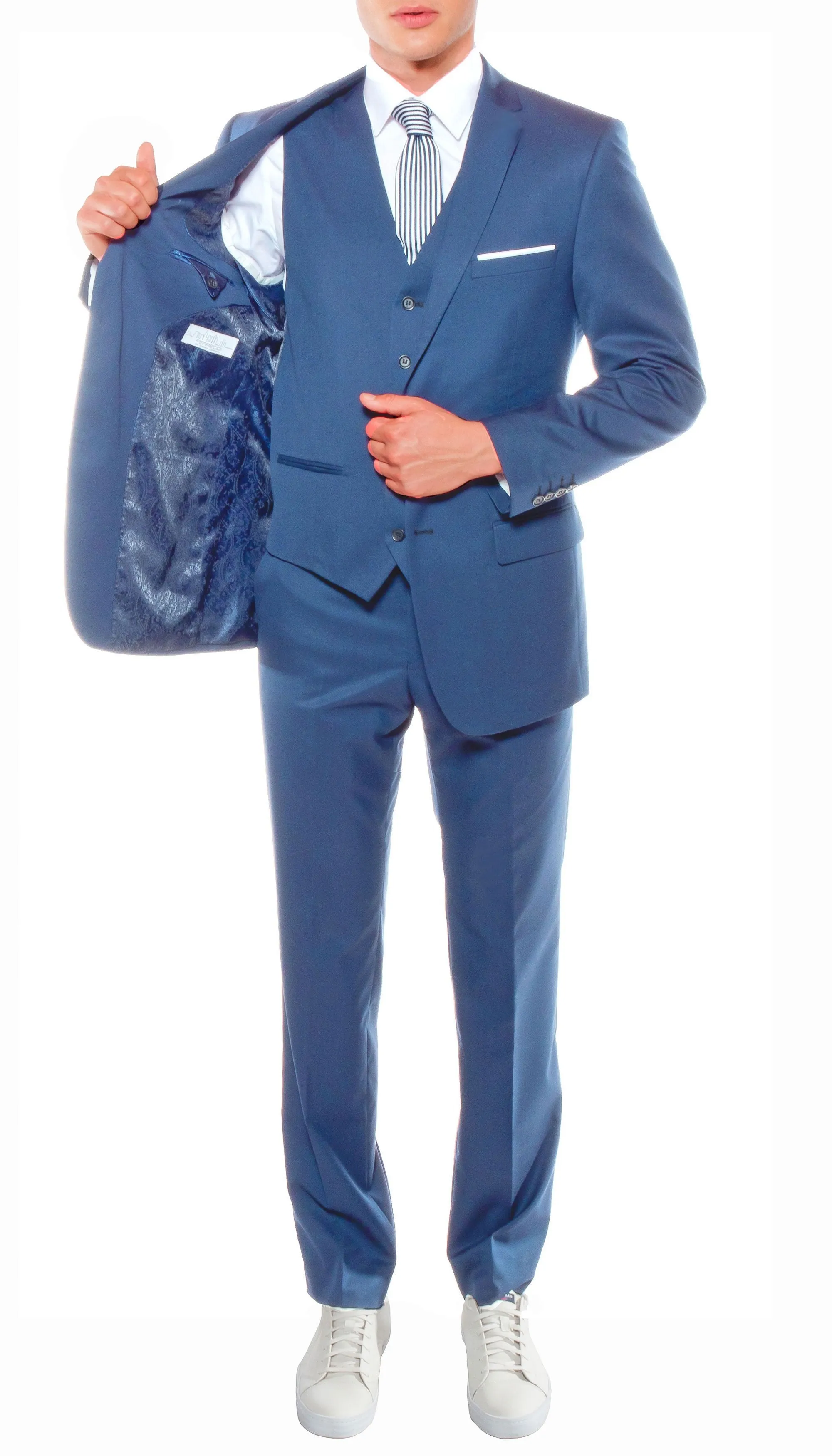 Ferrecci Mens Savannah Indigo Slim Fit 3 Piece Suit