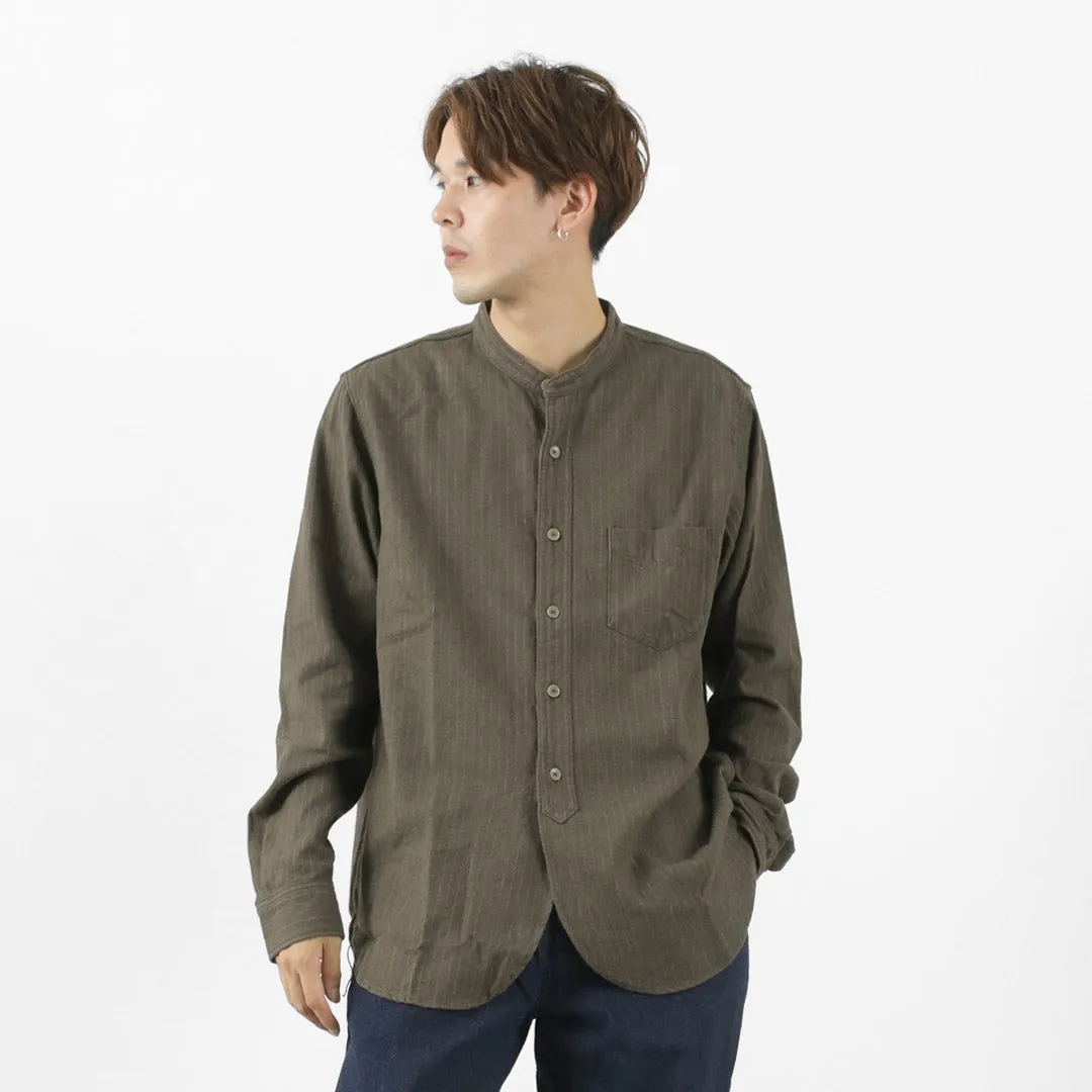 FOB FACTORY / F3485 C/W STRIPE BANDCOLLAR Shirt