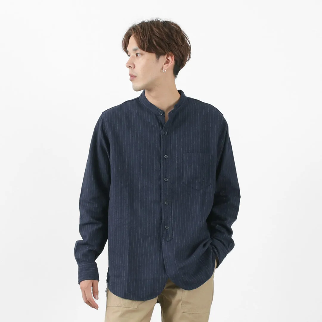 FOB FACTORY / F3485 C/W STRIPE BANDCOLLAR Shirt