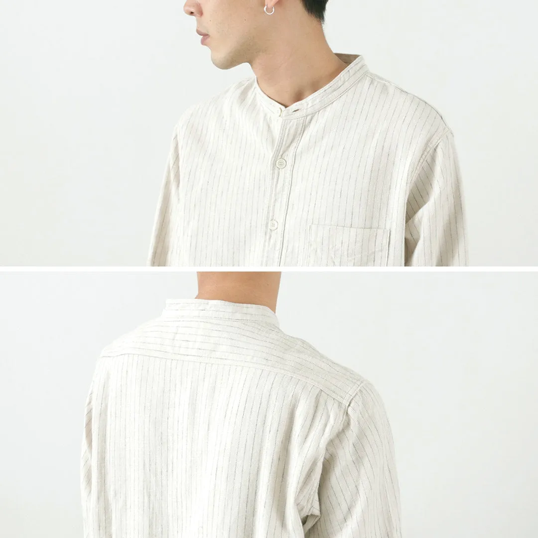 FOB FACTORY / F3485 C/W STRIPE BANDCOLLAR Shirt