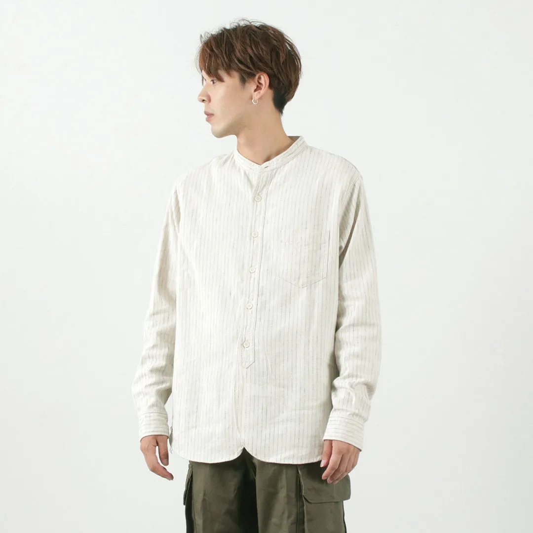 FOB FACTORY / F3485 C/W STRIPE BANDCOLLAR Shirt