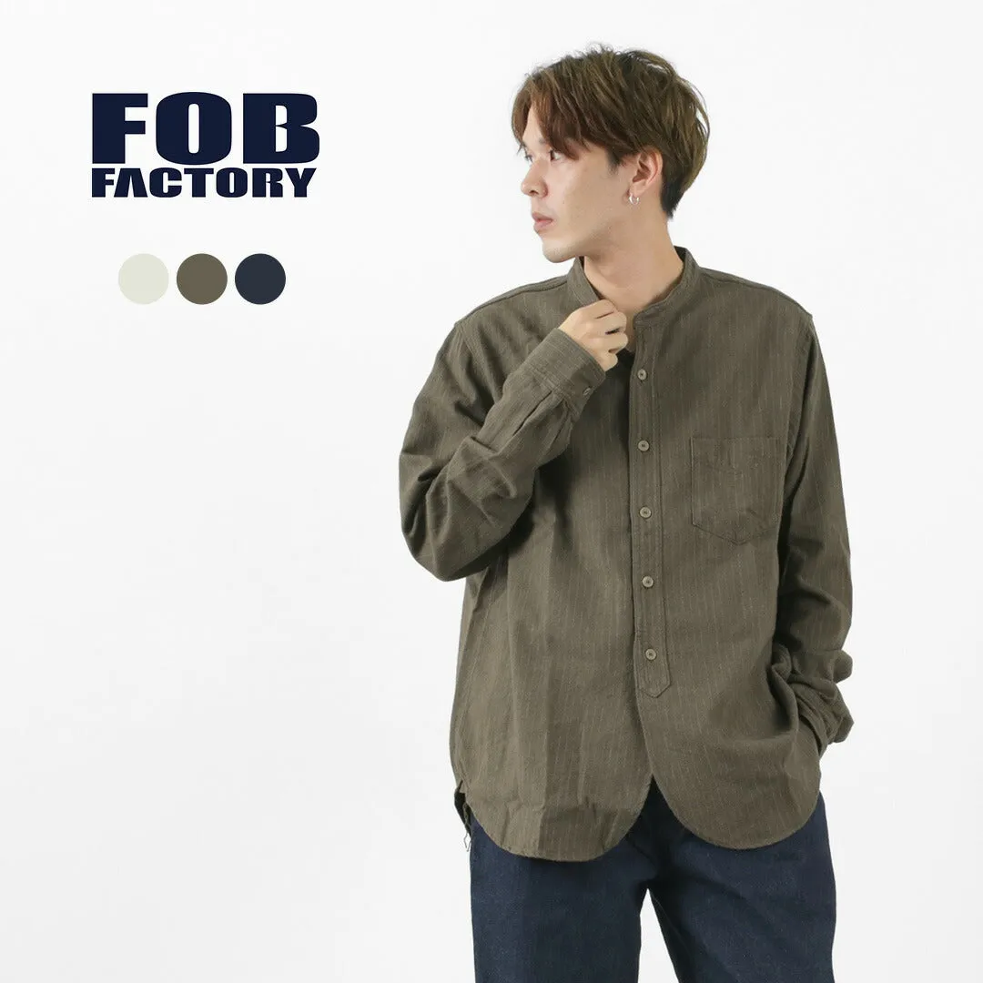 FOB FACTORY / F3485 C/W STRIPE BANDCOLLAR Shirt