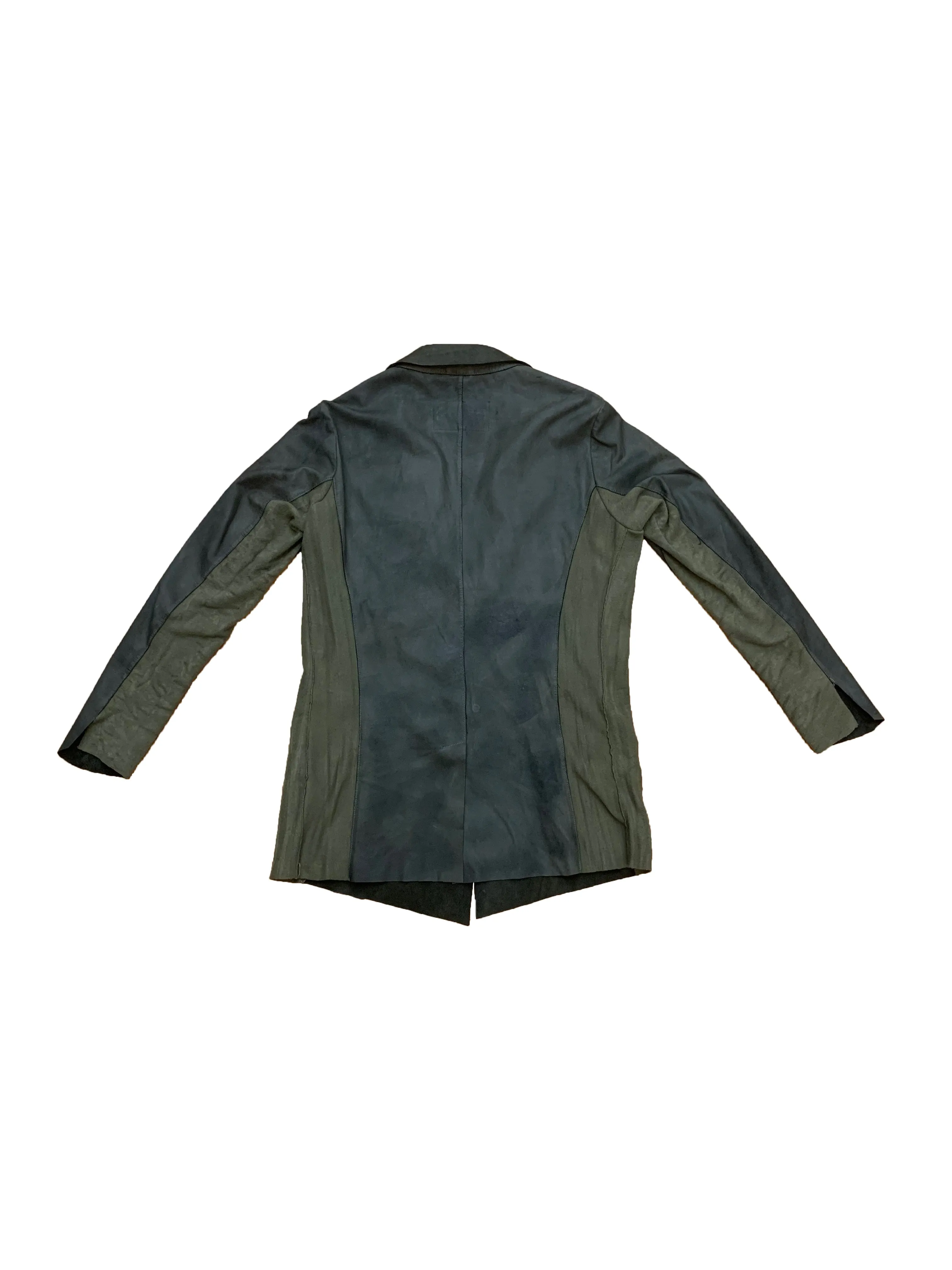 Garment Dye Leather Blazer - Olive