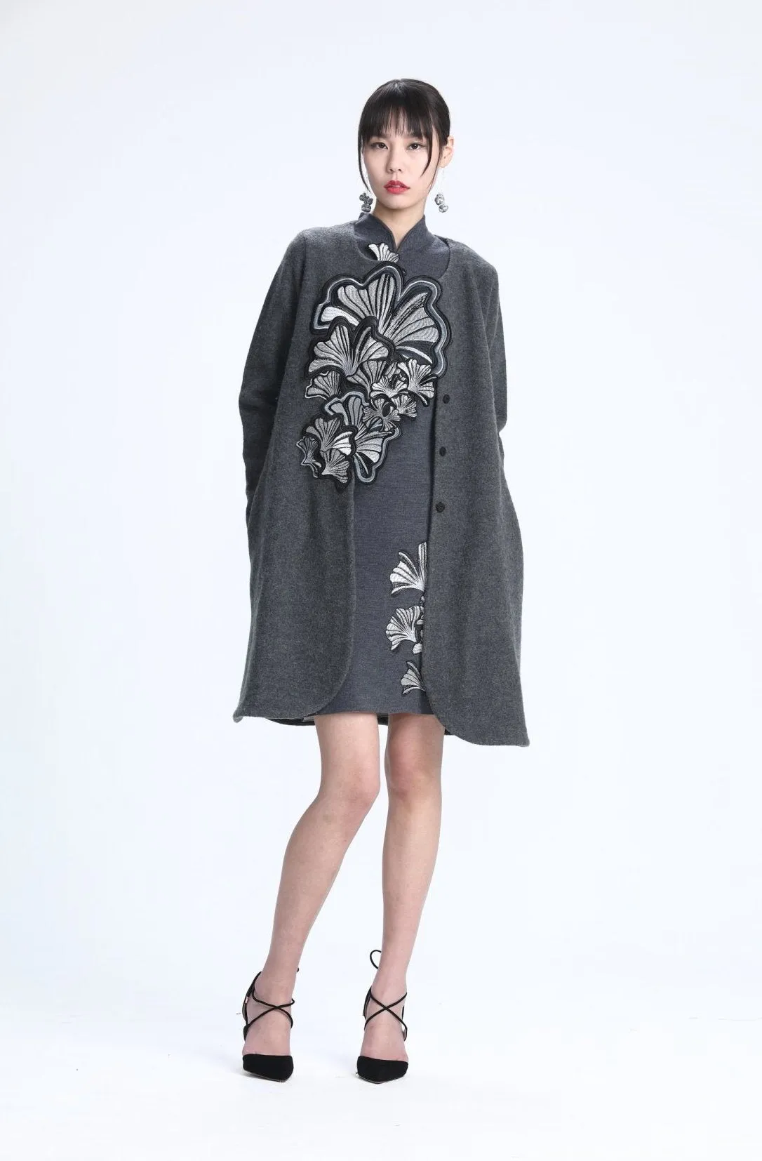 Ginkgo Leaf Embroidery Coat