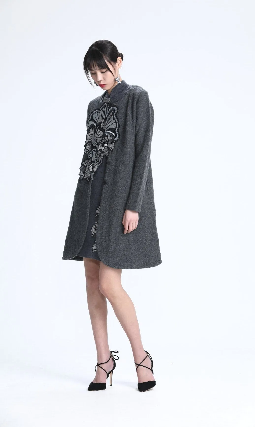 Ginkgo Leaf Embroidery Coat