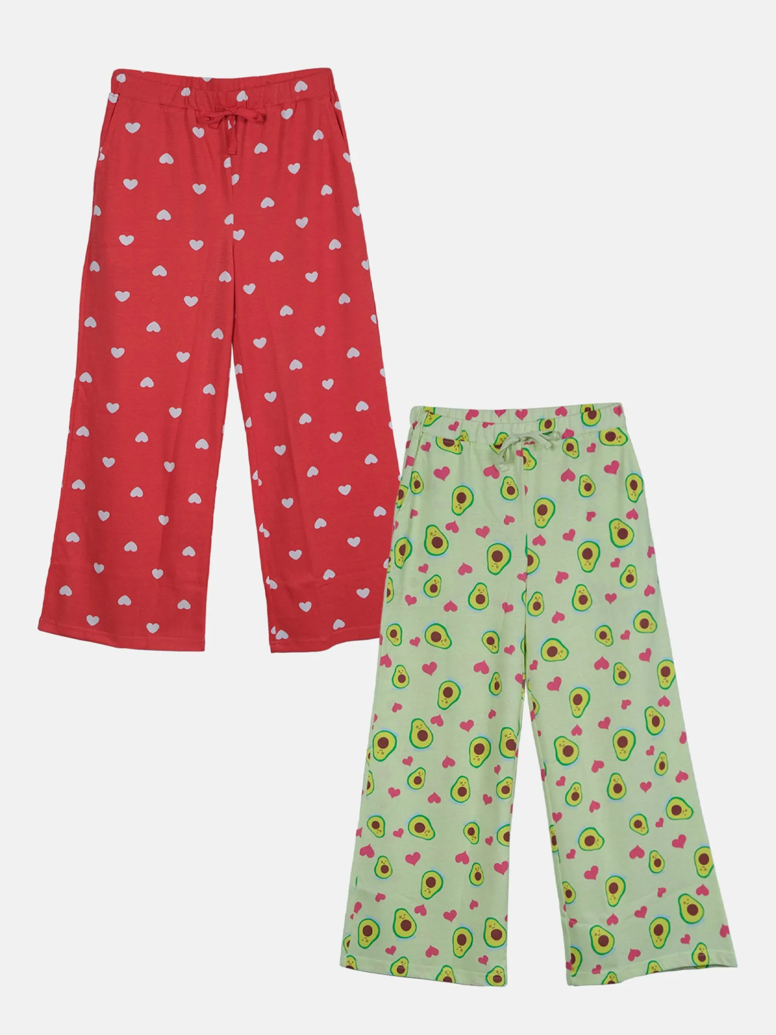 Girls Pack of 2 Cotton Printed Flared Pajama