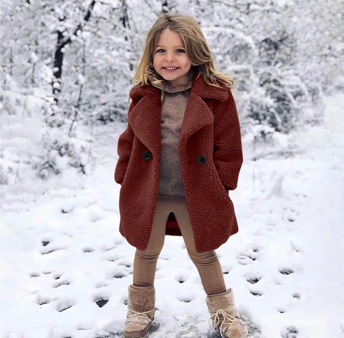 Girls Sherpa Coat - Chocolate