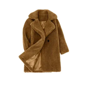 Girls Sherpa Coat - Coffee