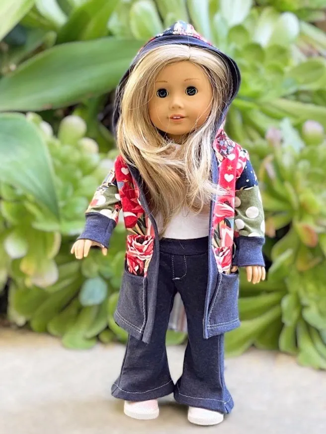 Go Exploring Cardigan and Flare/Straight Pants Doll Pattern Set