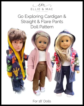 Go Exploring Cardigan and Flare/Straight Pants Doll Pattern Set