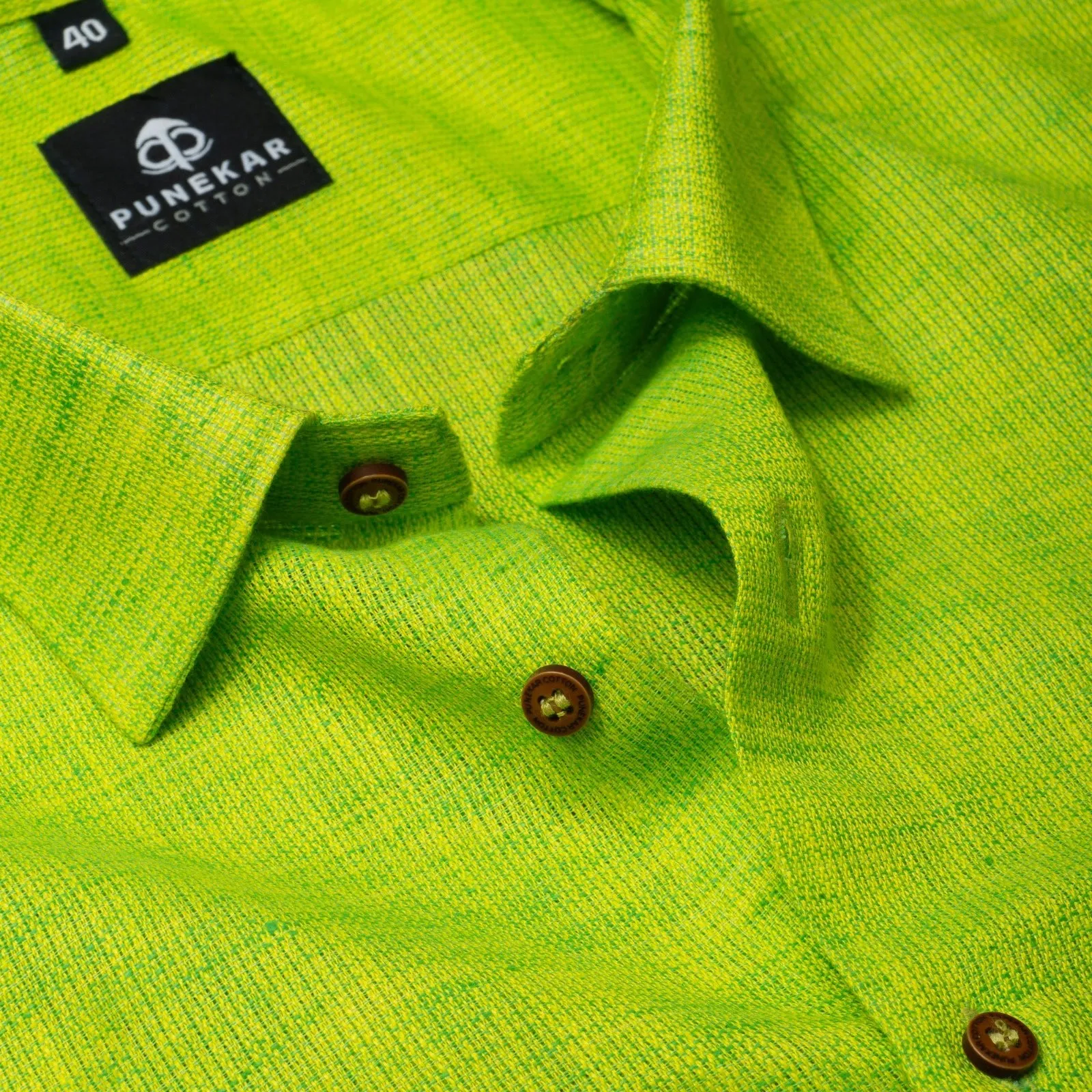 Green Color Combed Cotton Shirts For Men