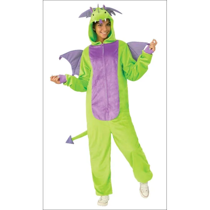 Green Dragon Furry Onesie Costume - Adult