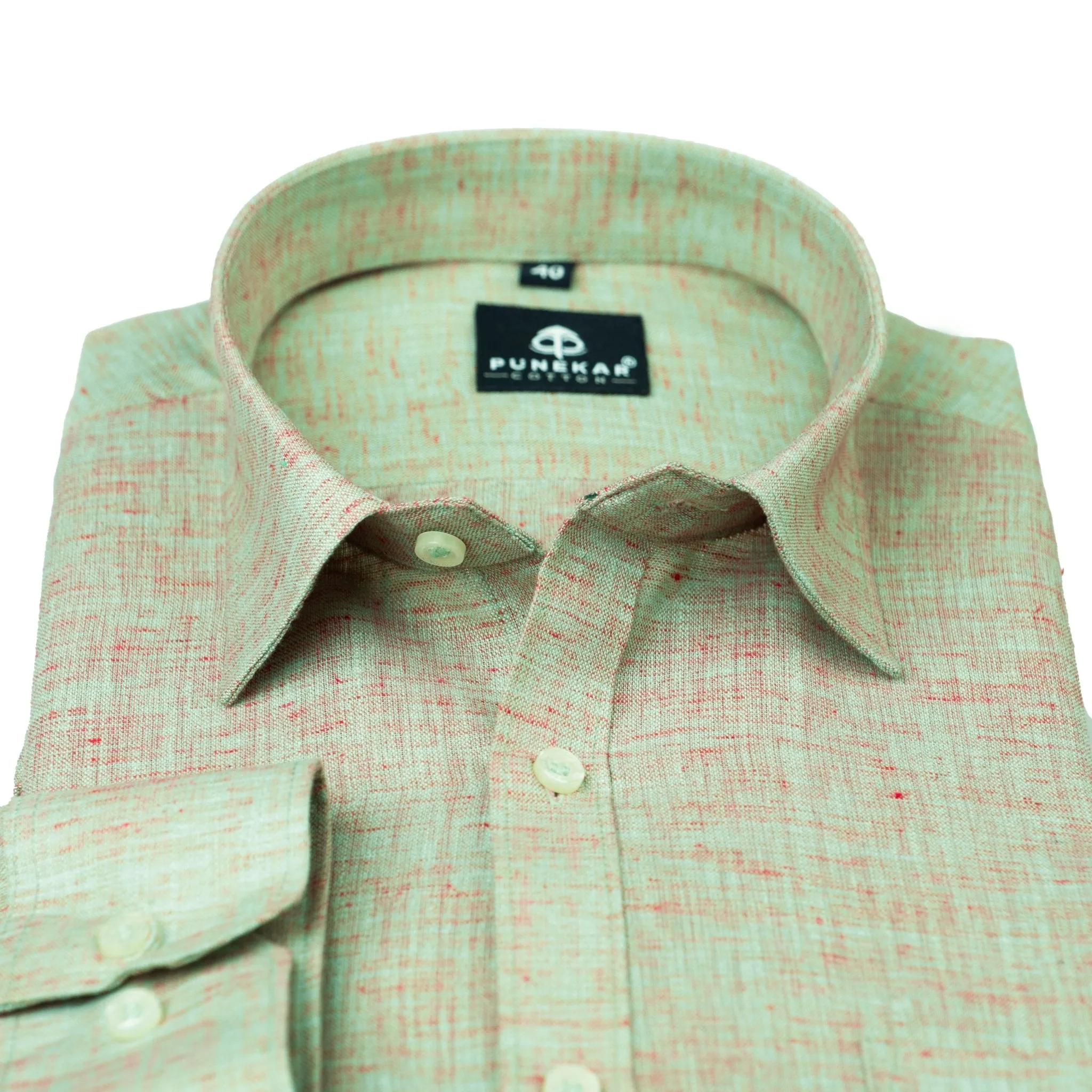 Green Pink Color Poly Cotton Shirt For Men