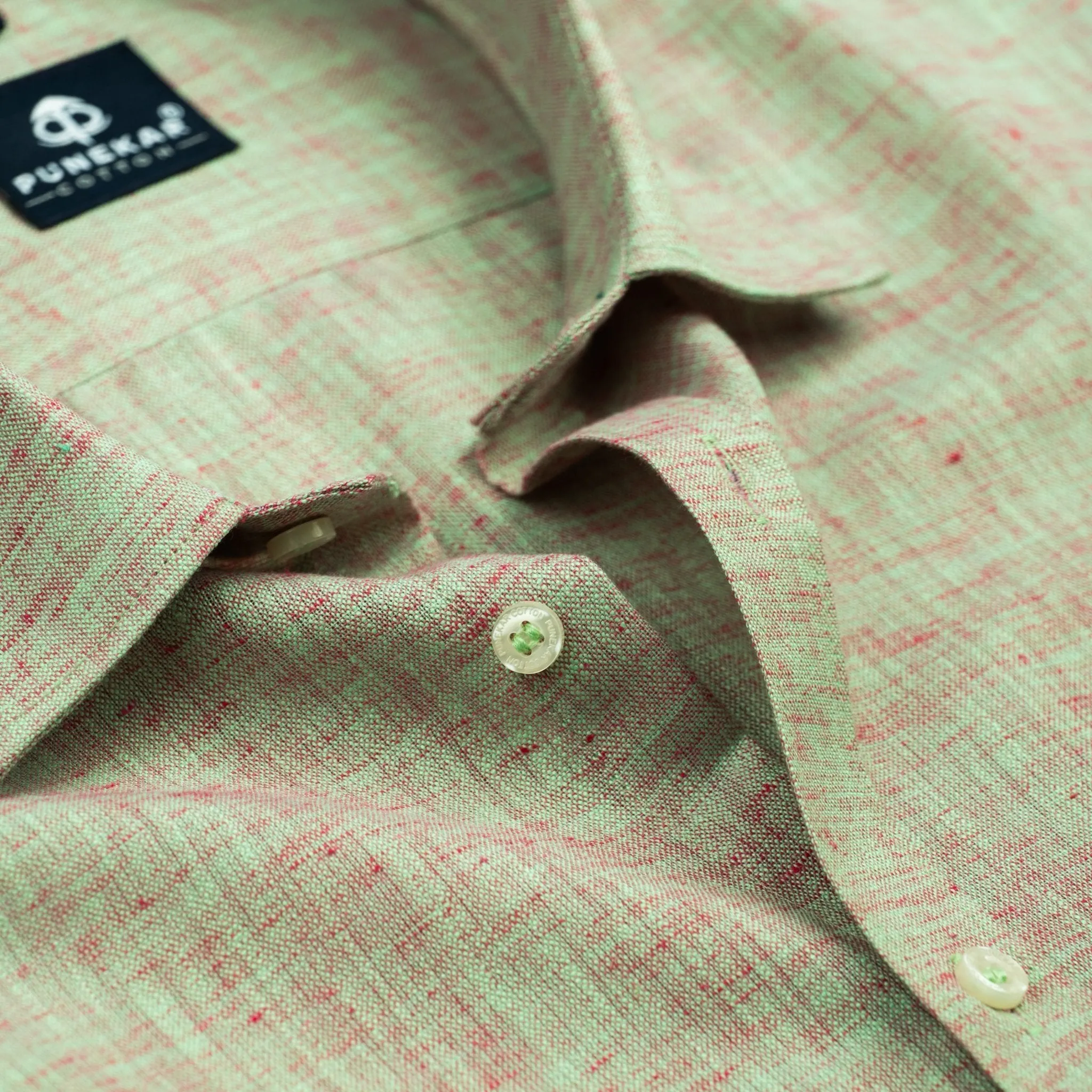 Green Pink Color Poly Cotton Shirt For Men