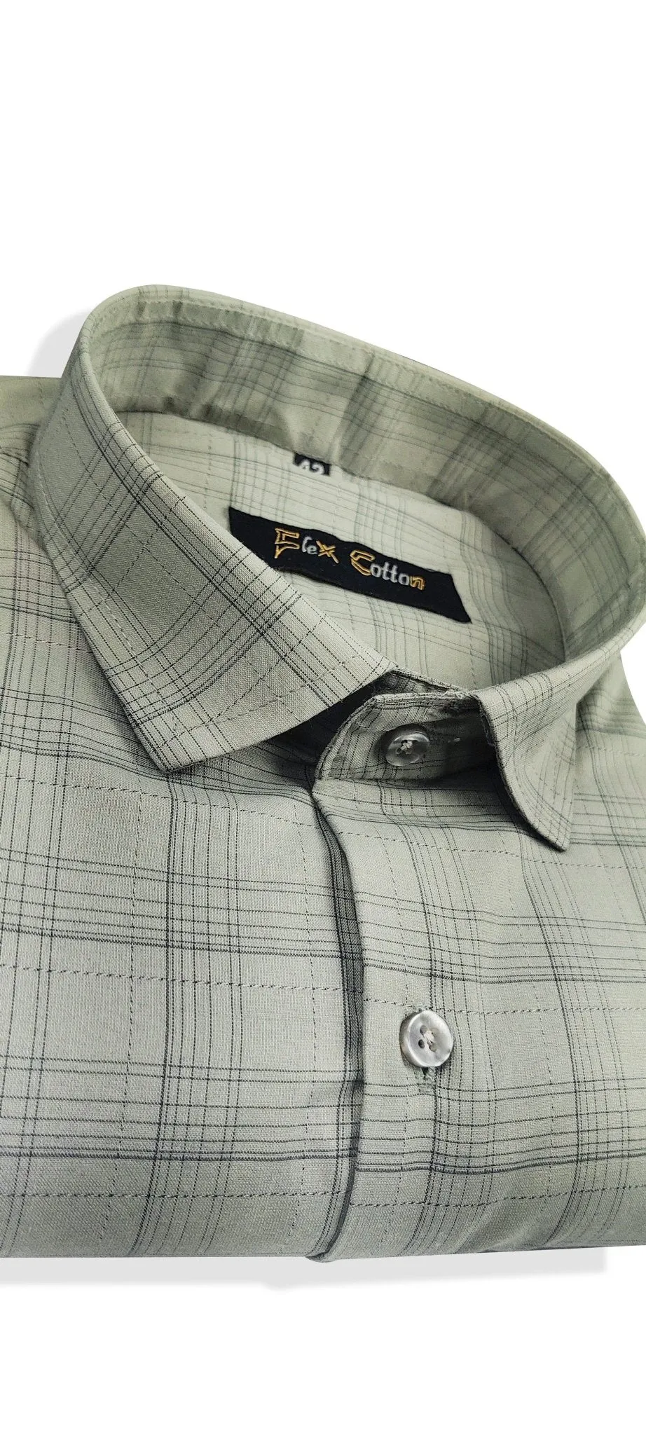 Grey Color Poly Cotton Casual Checked Shirt For Men