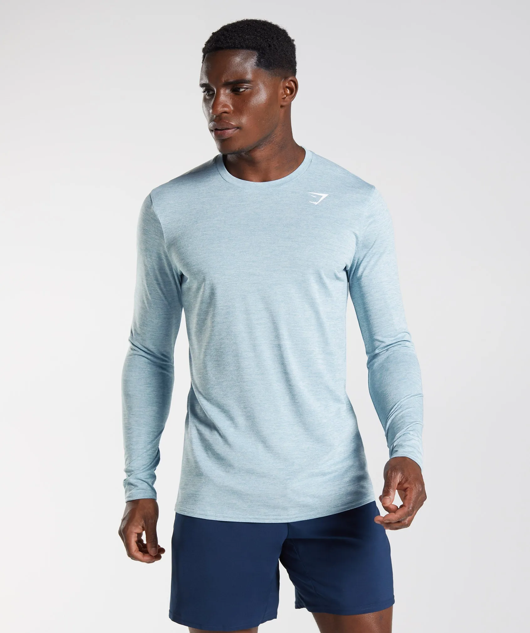 Gymshark Arrival Marl Long Sleeve T-Shirt - Iceberg Blue/Icy Blue Marl