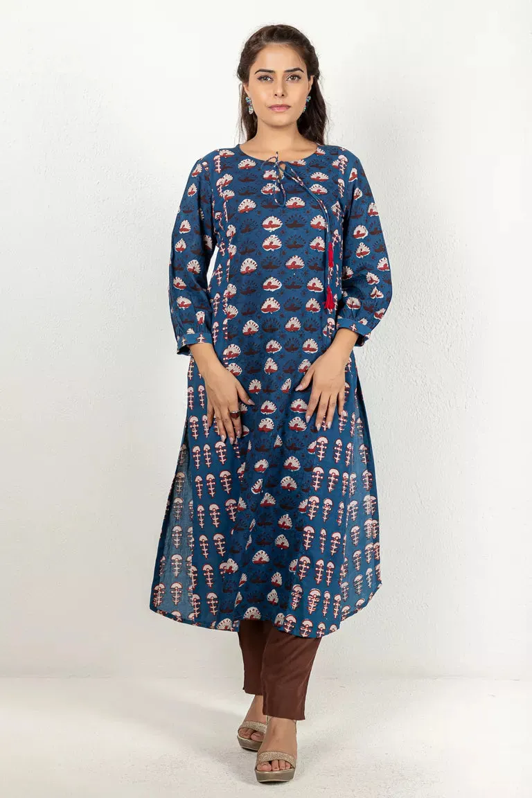 Hand Block Jaota Printed Indigo Dress