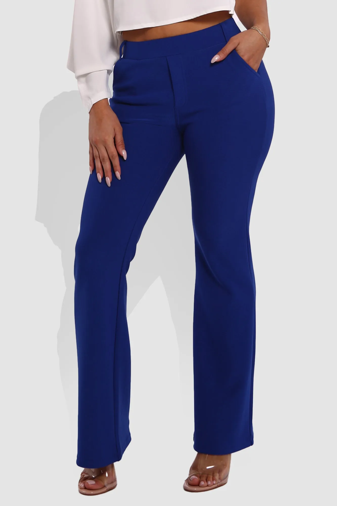 High Rise Pull On Sculpting Flare Pants - Blue