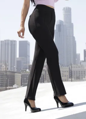 High Waist Flare Pants With Front Seam Detail - Black