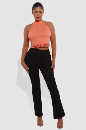 High Waist Tummy Control Boot Cut Flare Pants - Black