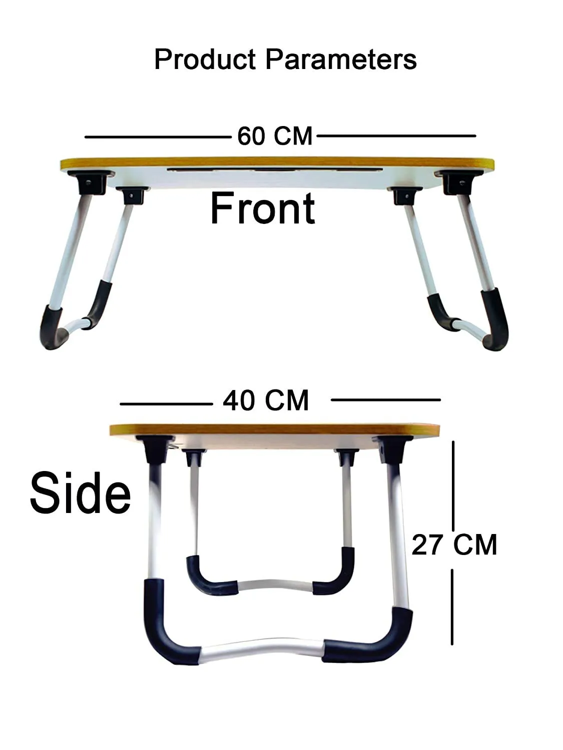 HIMAN FRENJNI Smart Multi-Purpose Laptop Table with Dock Stand and Coffee Cup Holder/Study Table/Foldable and Portable/Rounded Edges/Non-Slip Legs/Engineered Wood (Slotted Wood)