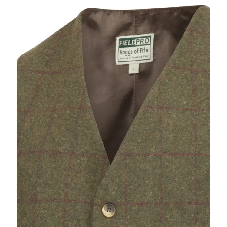 Hoggs Of Fife Tummel Tweed Dress Waistcoat - Olive/Wine