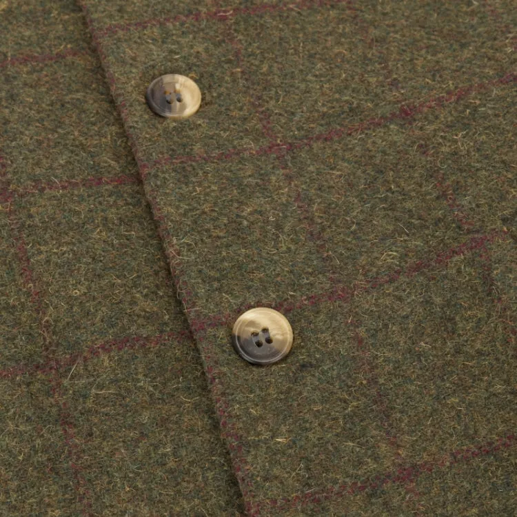 Hoggs Of Fife Tummel Tweed Dress Waistcoat - Olive/Wine