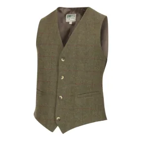 Hoggs Of Fife Tummel Tweed Dress Waistcoat - Olive/Wine