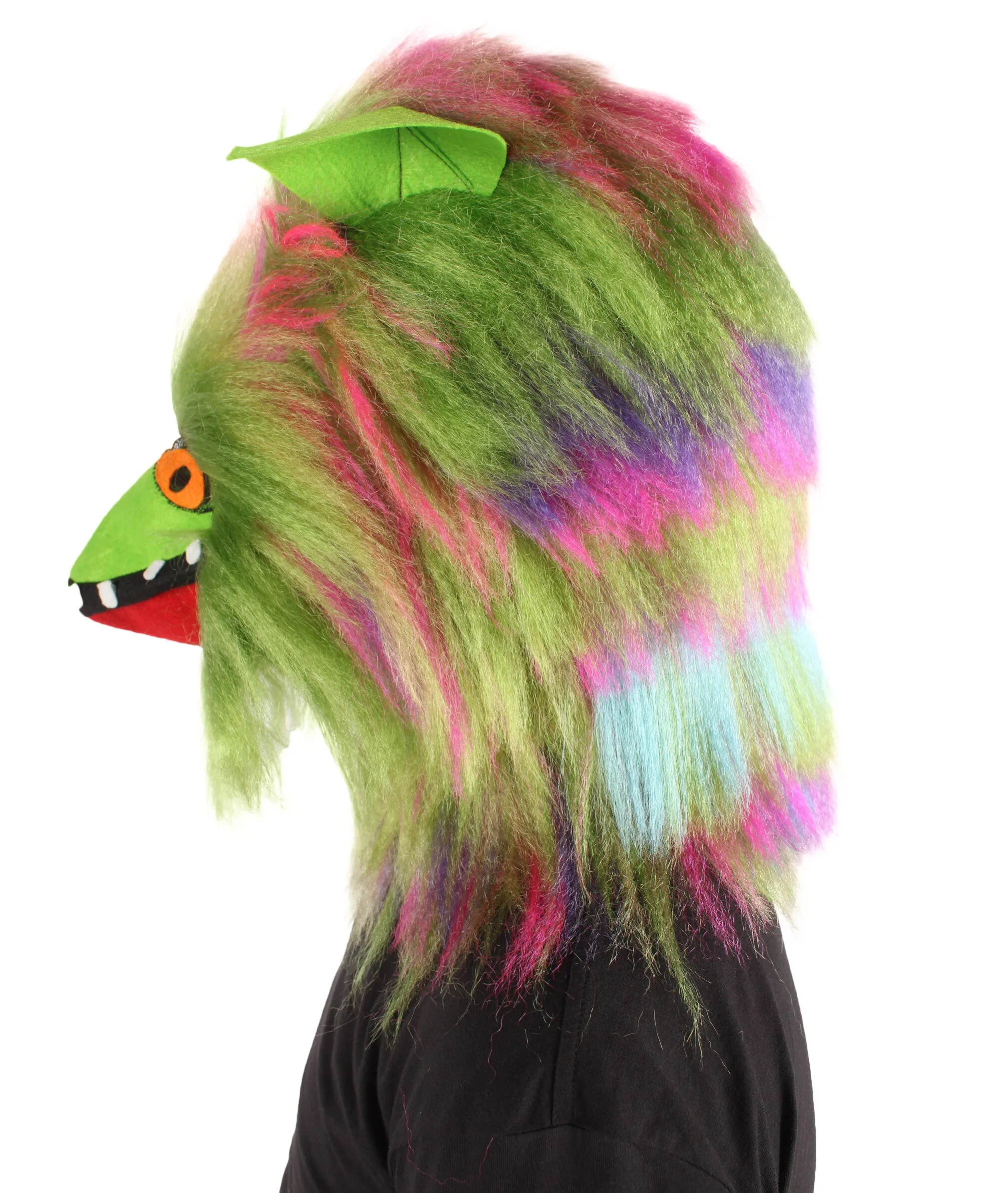 HPO Adult Unisex Vibrant Colored Evil Furry Monster Mask| Perfect for Halloween| Flame-retardant Synthetic Fiber