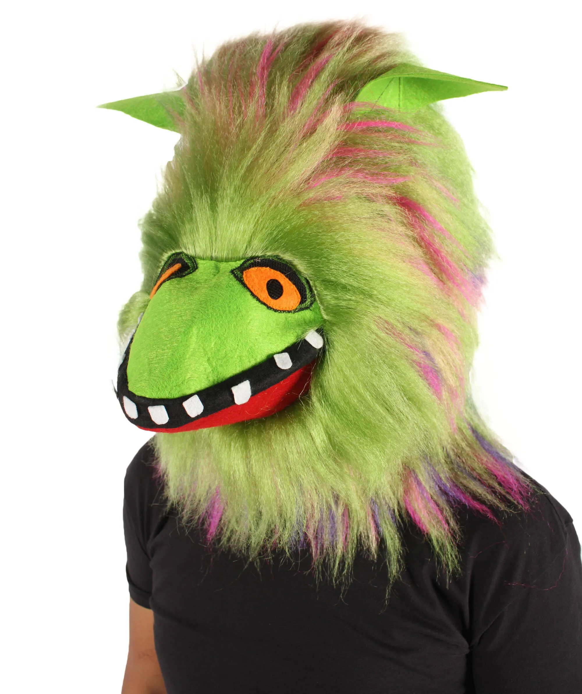 HPO Adult Unisex Vibrant Colored Evil Furry Monster Mask| Perfect for Halloween| Flame-retardant Synthetic Fiber