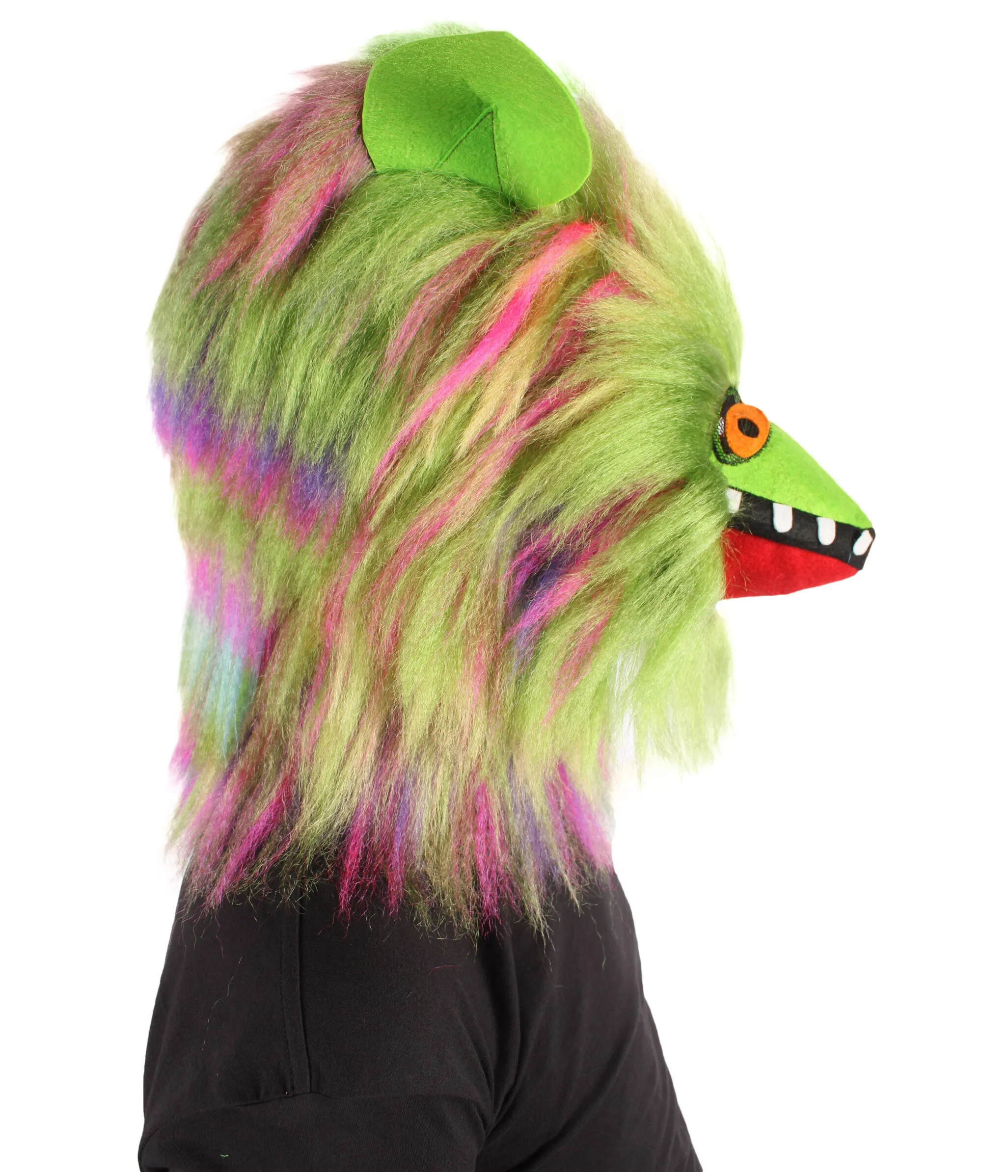 HPO Adult Unisex Vibrant Colored Evil Furry Monster Mask| Perfect for Halloween| Flame-retardant Synthetic Fiber