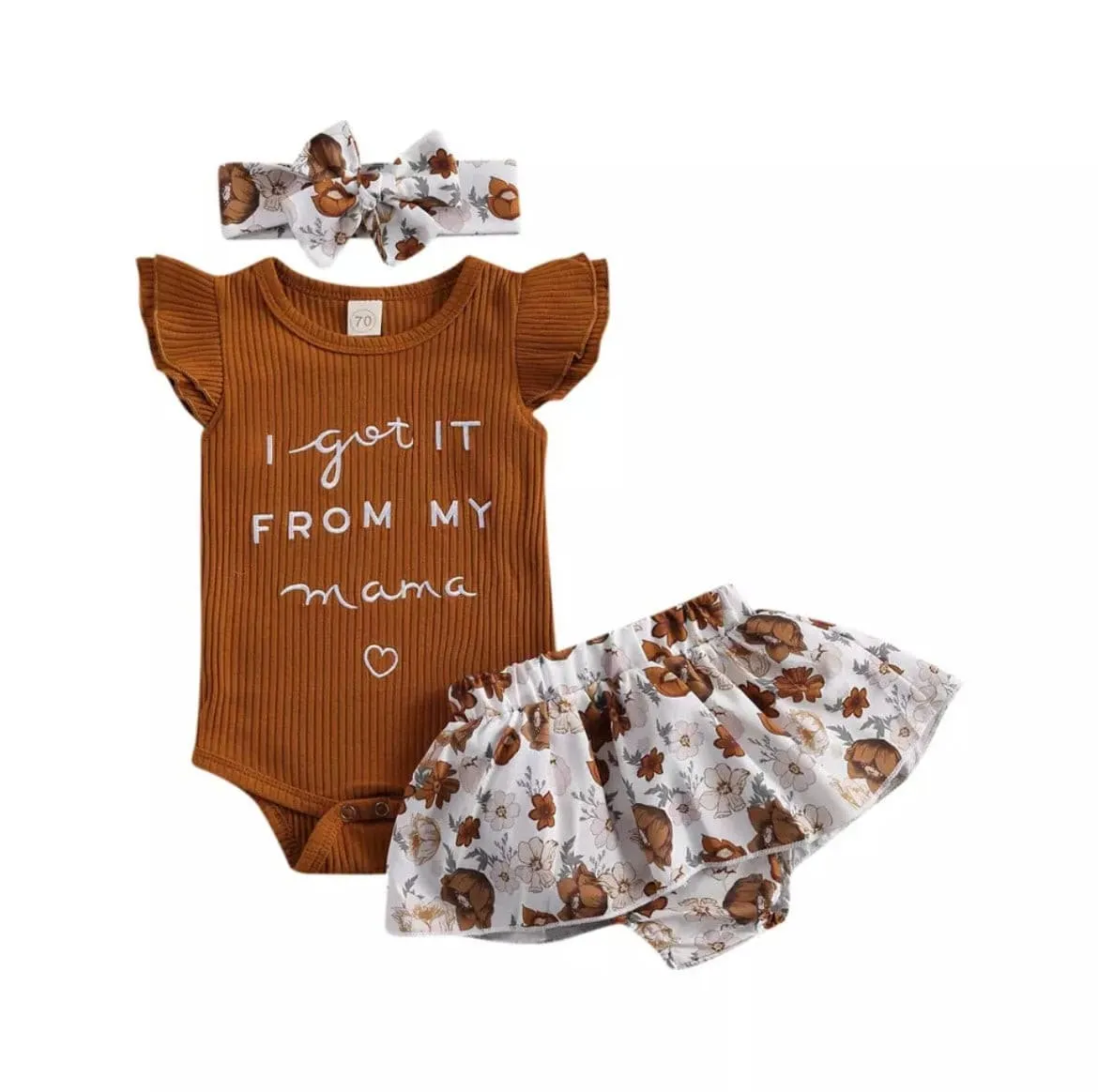 'I got it from My Mumma' Girls 3 piece suit set with matching headband