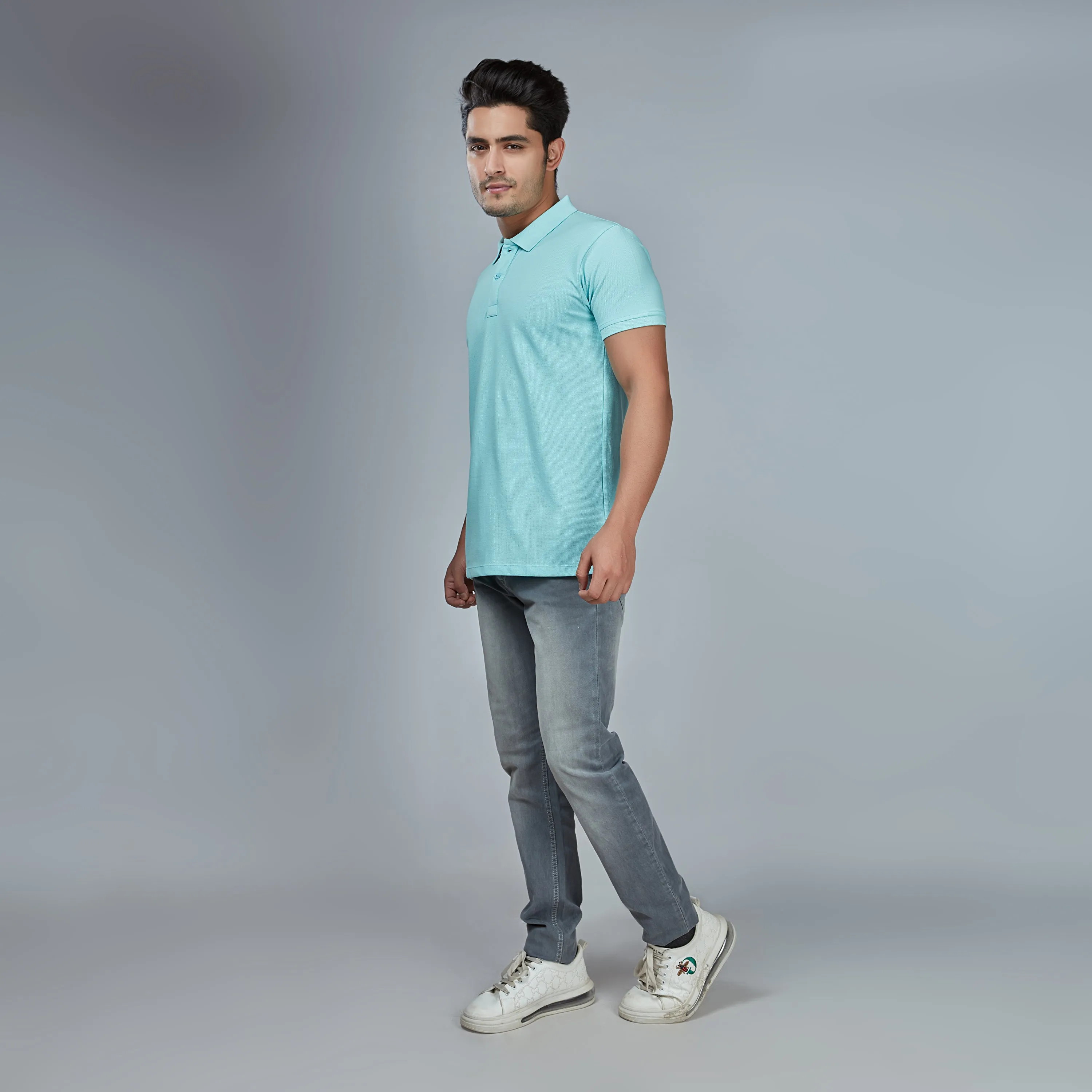 Icy Blue Half Sleeve Polo T-Shirt