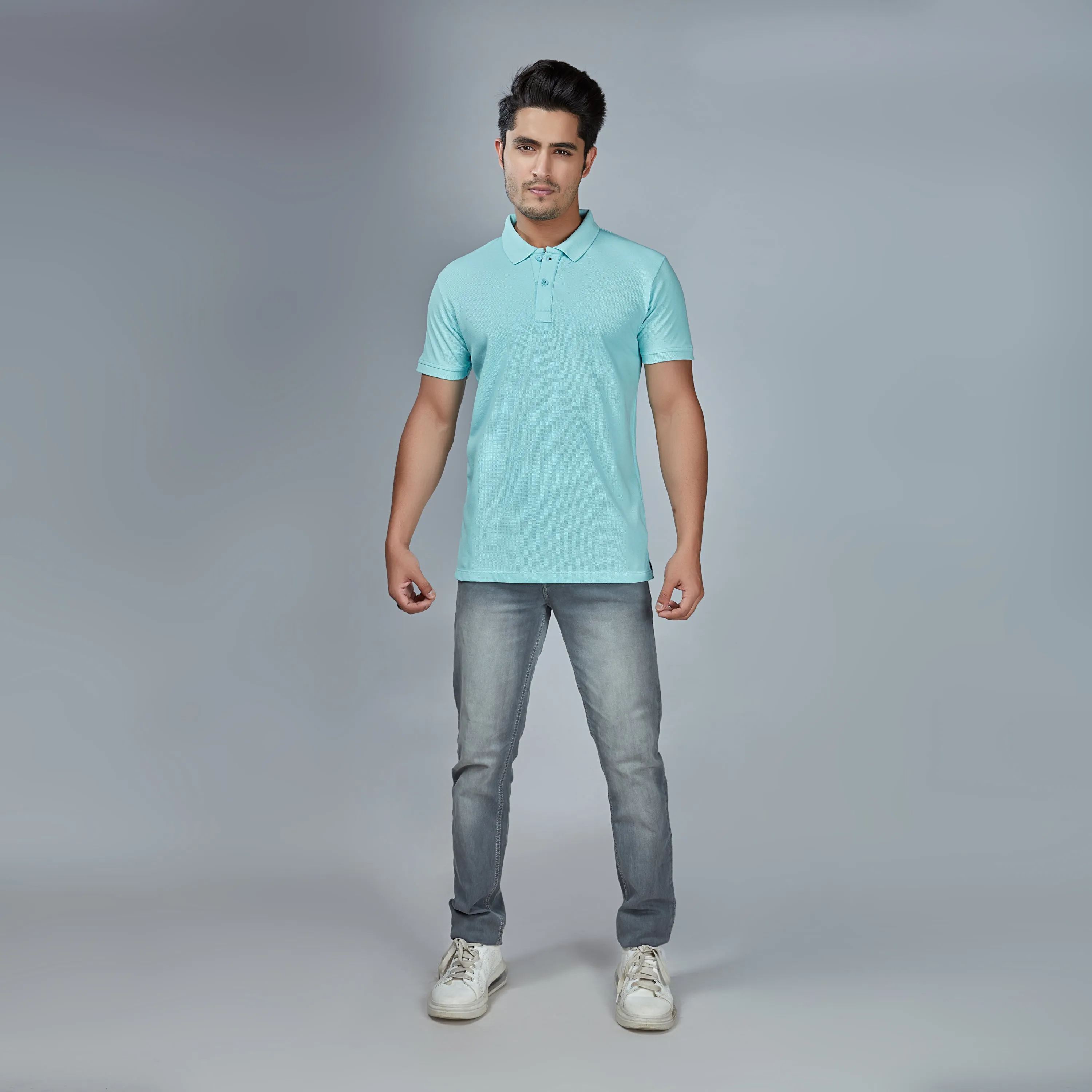 Icy Blue Half Sleeve Polo T-Shirt