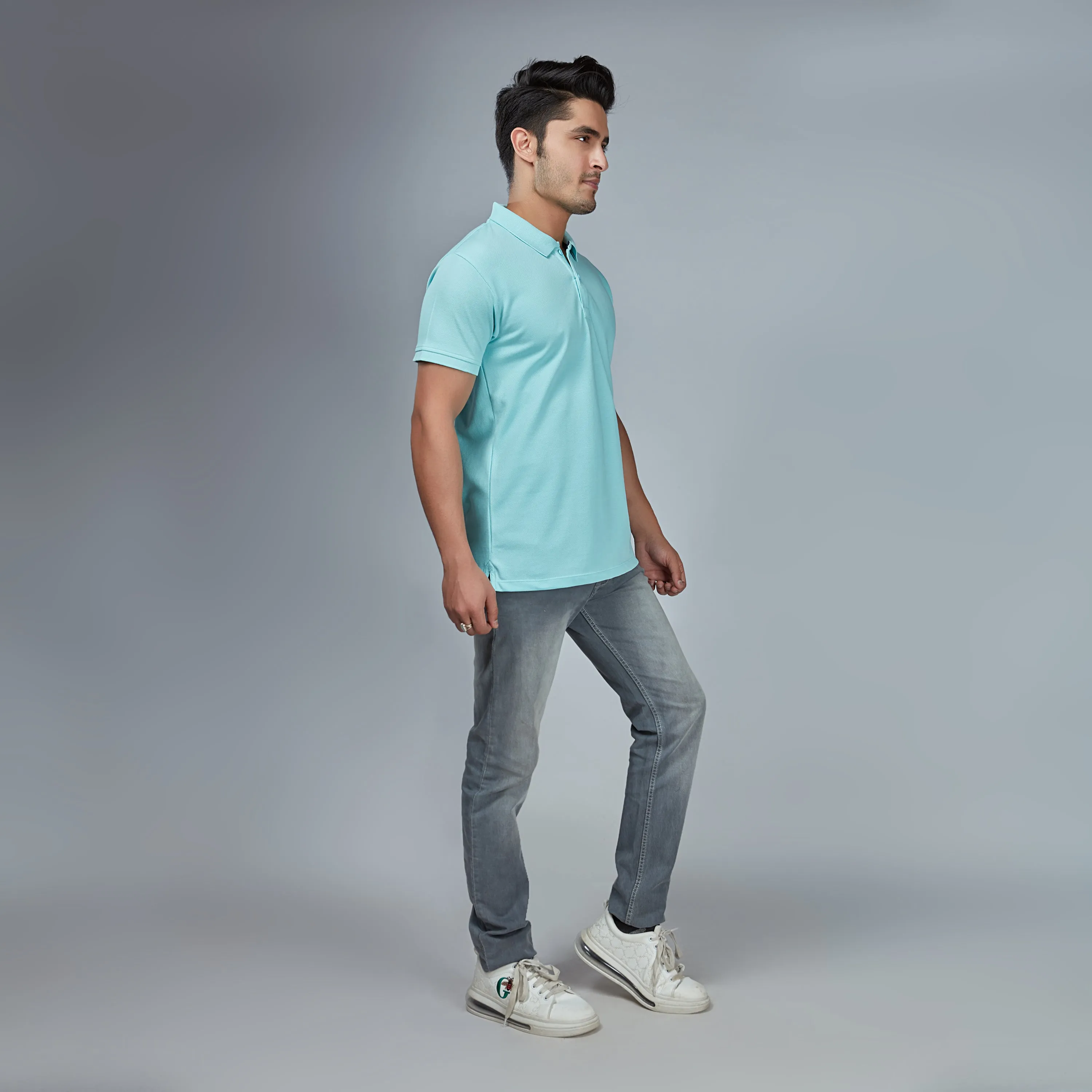 Icy Blue Half Sleeve Polo T-Shirt