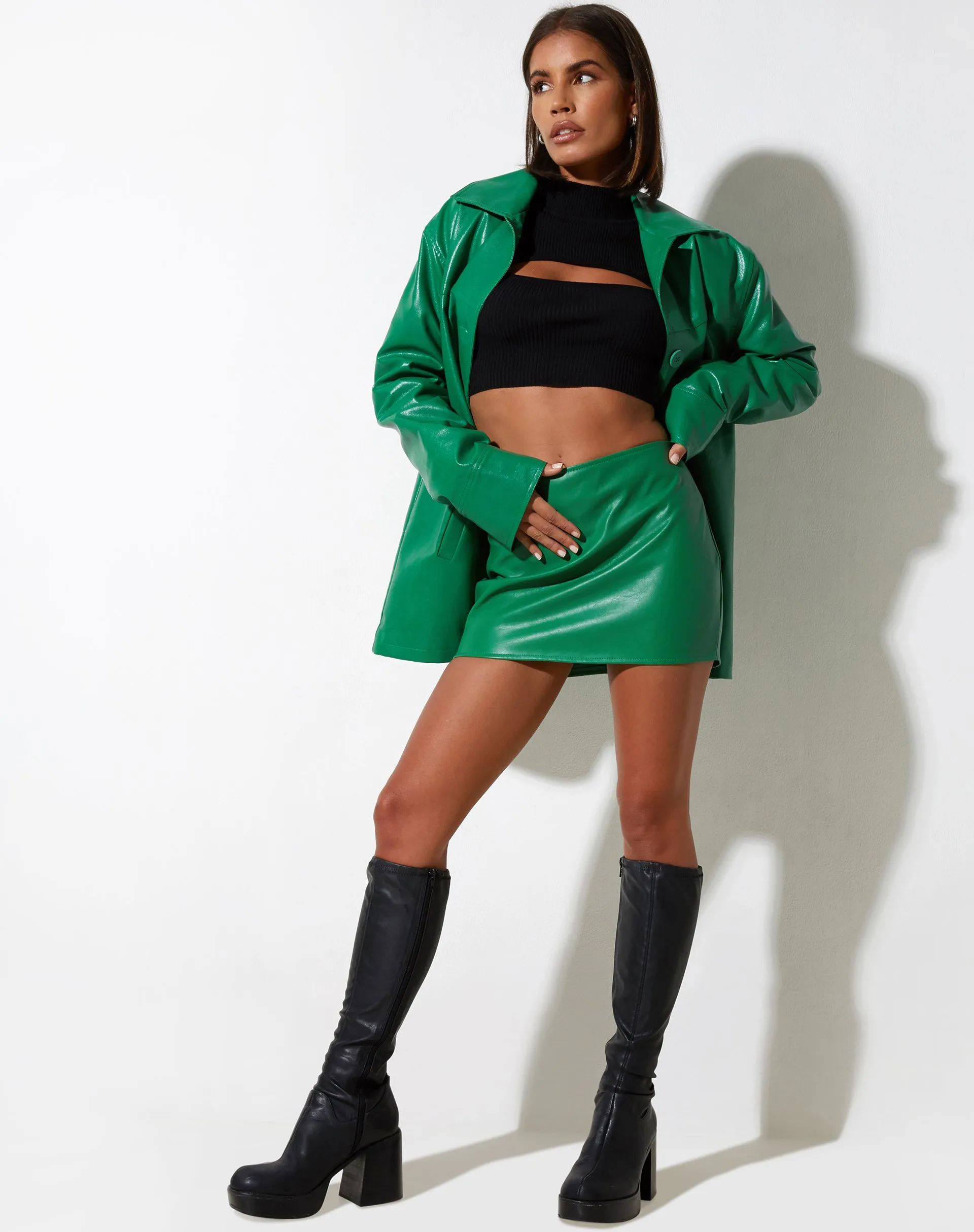 Ima Mini Skirt in Pu Kelly Green