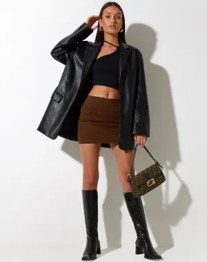 Ima Mini Skirt in Twill Cocoa Brown