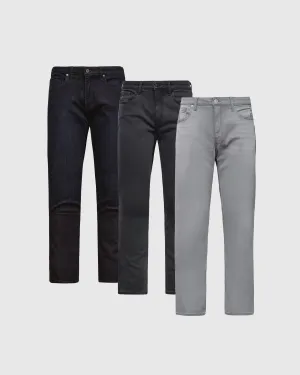 Indigo & Gray Straight Comfort Jeans 3-Pack