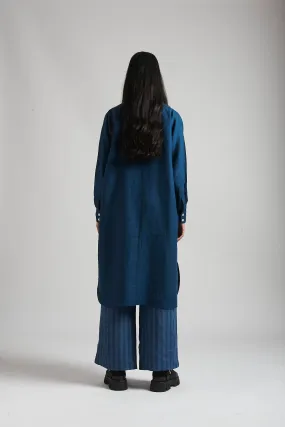 Indigo Linen Shirt Dress