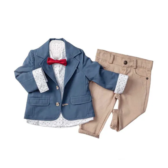 Infant and Toddler Boy's 3-Piece Suit with Fully LIned Jacket, Pants and Button Up Shirt