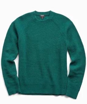 Italian Ribbed Raglan Crew in Hunter Green