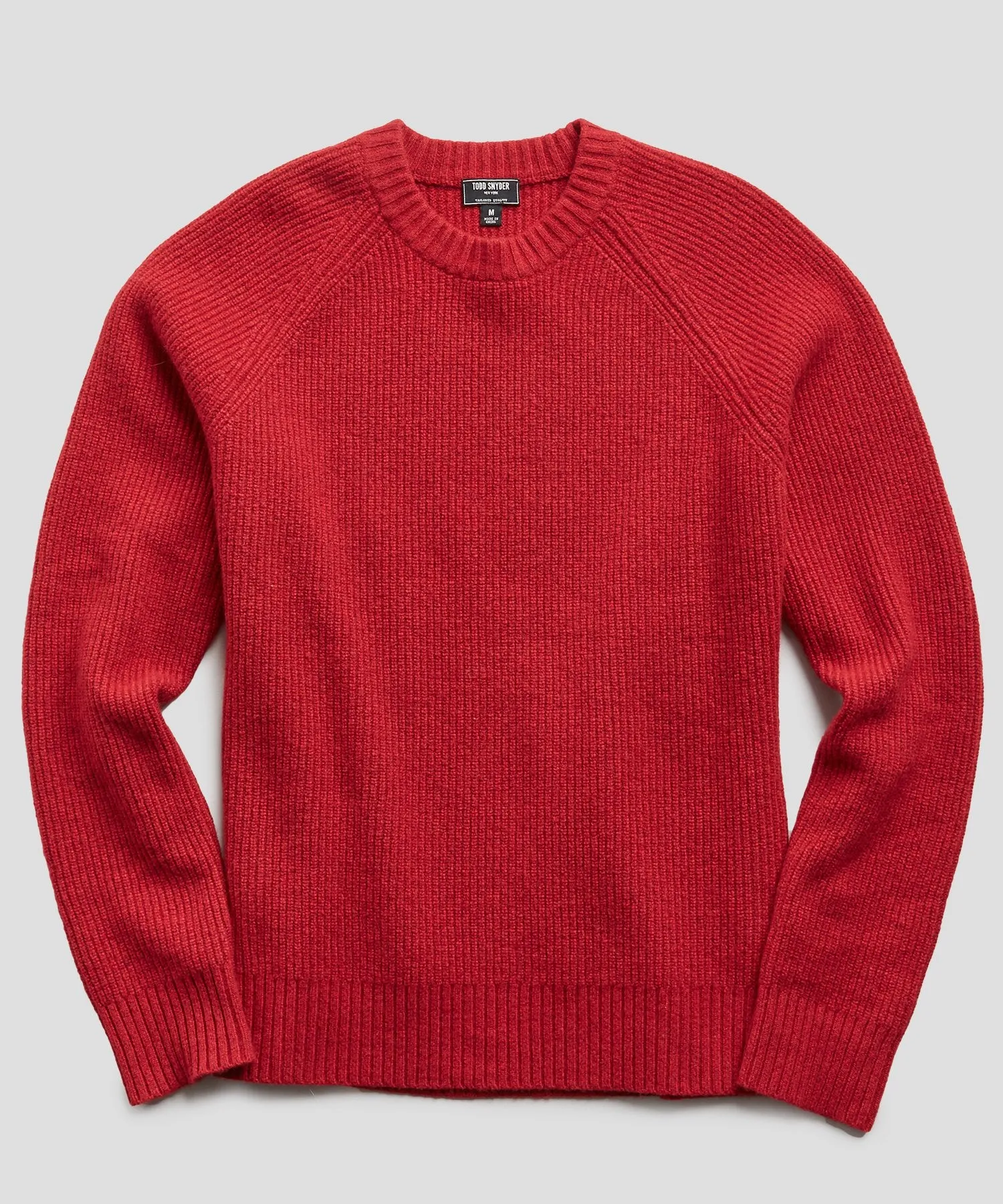 Italian Ribbed Raglan Crew in Red