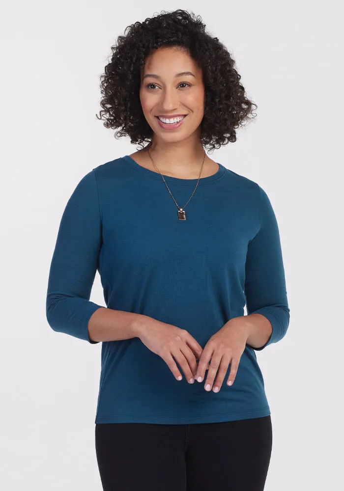 Jenny 3/4 Sleeve Crew Neck - Real Teal