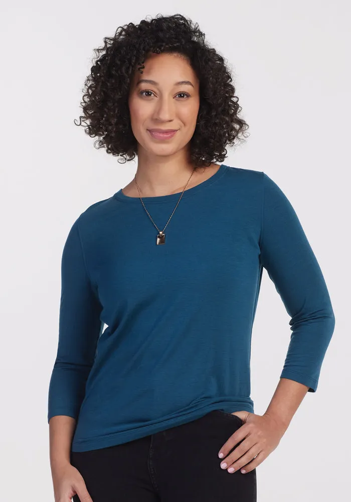 Jenny 3/4 Sleeve Crew Neck - Real Teal