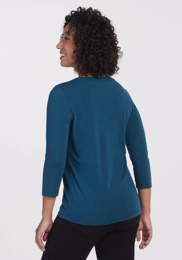 Jenny 3/4 Sleeve Crew Neck - Real Teal