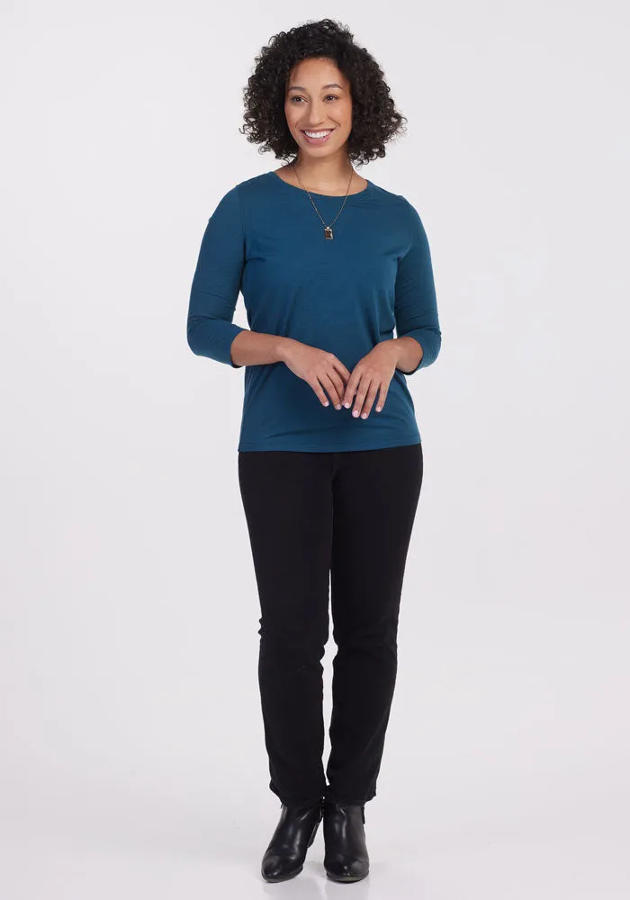 Jenny 3/4 Sleeve Crew Neck - Real Teal